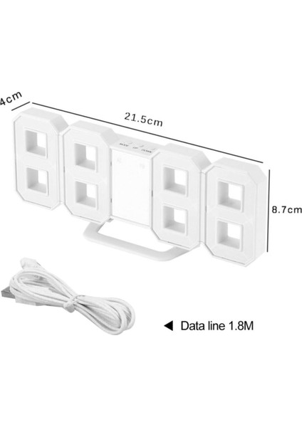 3D Dijital Işıklı Saat, Siyah, Modern Tasarım, Duvar ve Masa Kullanımı, Adaptörlü indirimleri