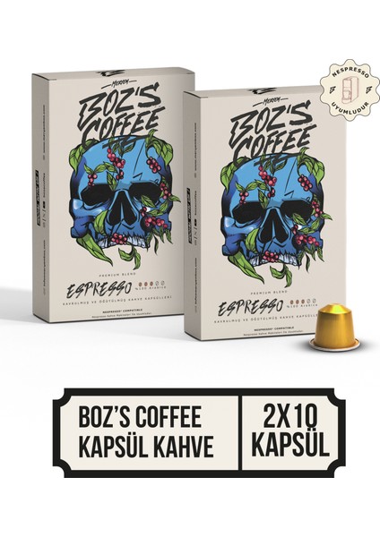 Premium Blend Nespresso Uyumlu Kapsül Kahve - 2'li Paket 20 Adet Kapsül