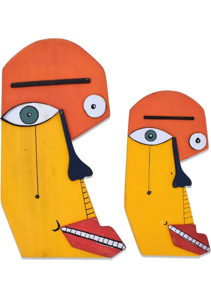 Picasso Mask Seti Ahşap Dekoratif Duvar Objesi Maske