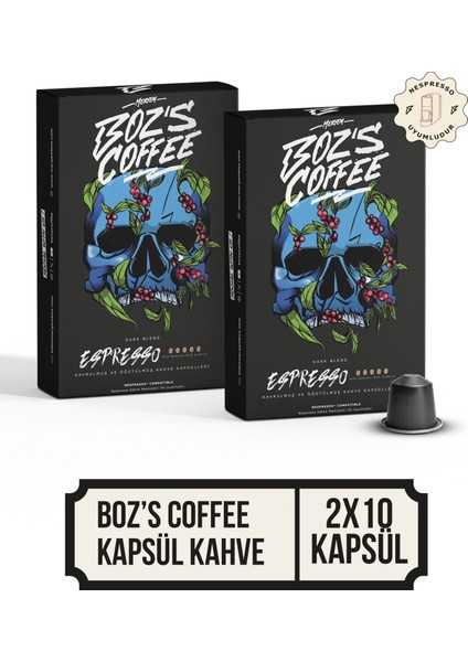 Dark Blend Nespresso Uyumlu Kapsül Kahve - 2'li Paket 20 Adet Kapsül