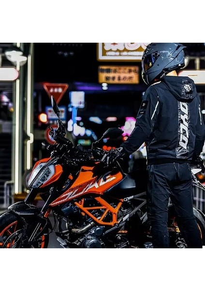 Motosiklet Ve Bisiklet Korumalı Jacket Yağmurluk Polyester Stopwater Sertifika Korumalı Mont Black