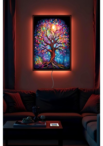 LED Aydınlatmalı Hayat Ağacı Tablo , 16 Renk Seçenekli Ledli Tablo, Yüksek Kalite Uv Baskı