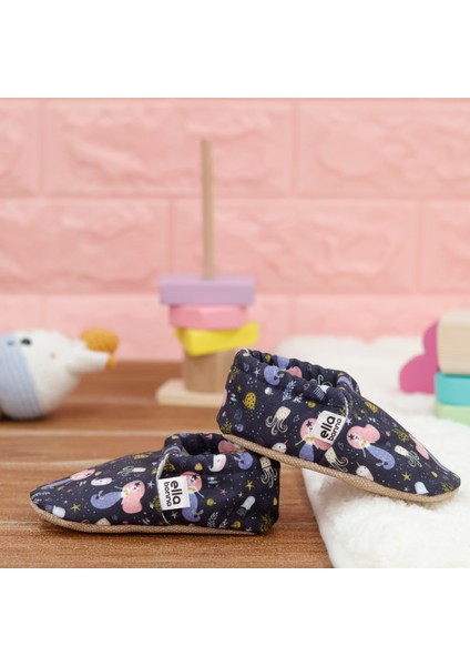 Desenli Bebek Patiği, Kaydırmaz Taban, Ev Kreş Ayakkabısı Panduf, Okyanus Canlıları