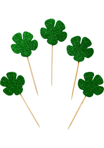 Çiçek Yeşil Simli Parti Kürdan 20'li