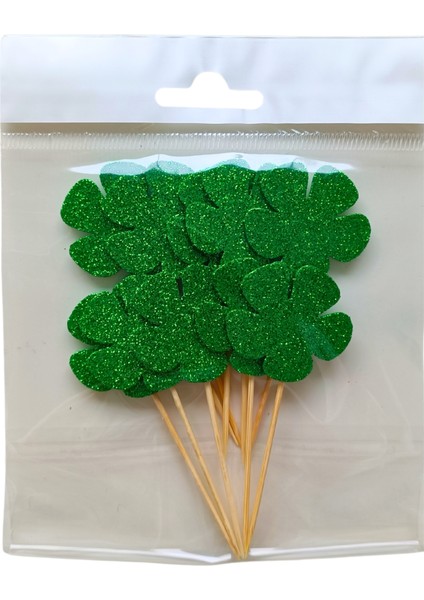 Çiçek Yeşil Simli Parti Kürdan 20'li modelleri