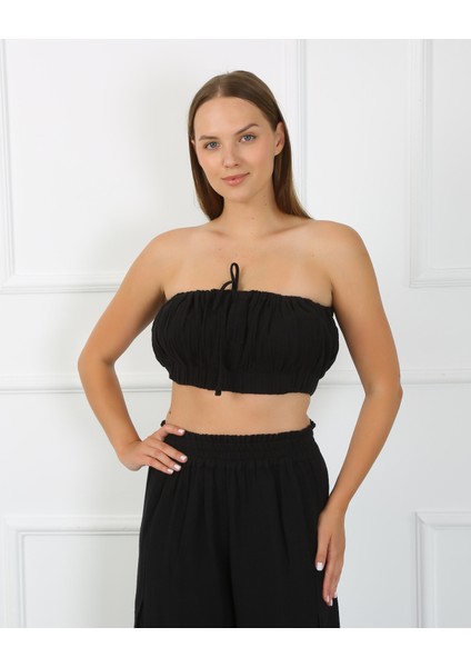 Bloom Muslin kumaş bağcıklı Büstiyer- siyah