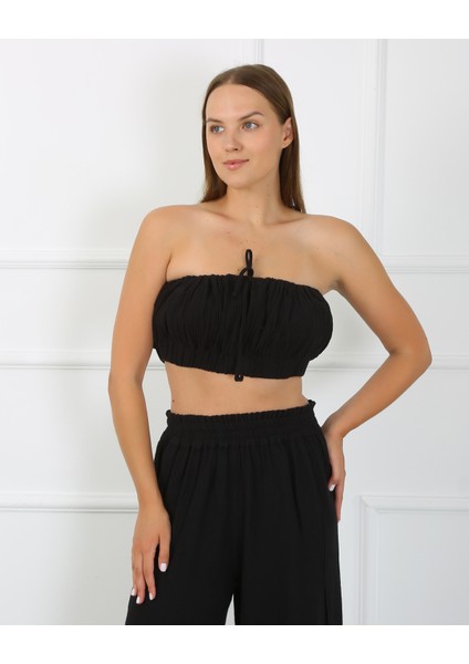 Bloom Muslin kumaş bağcıklı Büstiyer- siyah