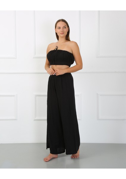Bloom Muslin kumaş bağcıklı Büstiyer- siyah