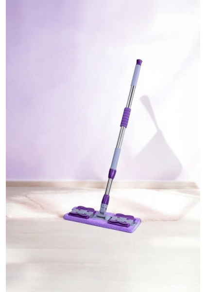 Mor mikrofiber yer temizliği seti, 360° döner başlık, yedek bezli, pratik ve kullanışlı indirimleri