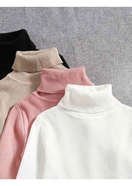 Unisex Boğazlı Siyah Bej Somon Beyaz 4'lü Kaşkorse Fitilli Kışlık Kazak modelleri