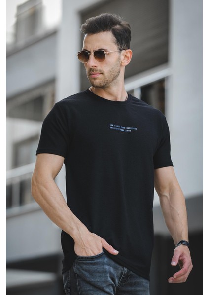 Ft Dont Limit Baskılı Waffle Bisiklet Yaka Likralı Slim Fit Erkek Tshirt
