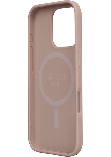 iPhone 16 Pro Uyumlu Kılıf Magsafe Şarj Özellikli Guess Orjinal Lisanslı Small 4g Classic Pembe