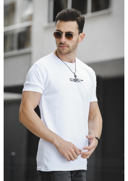 Ft Dont Limit Baskılı Waffle Bisiklet Yaka Likralı Slim Fit Erkek Tshirt
