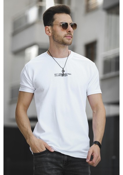 Ft Dont Limit Baskılı Waffle Bisiklet Yaka Likralı Slim Fit Erkek Tshirt modelleri