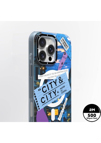 iPhone 16 Pro Uyumlu Kılıf Magsafe Şarj Özellikli Youngkit A-City Serisi Kapak Mavi