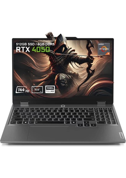 LOQ 15ARP9 83JC006ATR AMD Ryzen 7-7435HS 8GB DDR5 512GB SSD RTX4050 6GB 15.6 inç 144Hz Full HD FreeDos Gaming Laptop