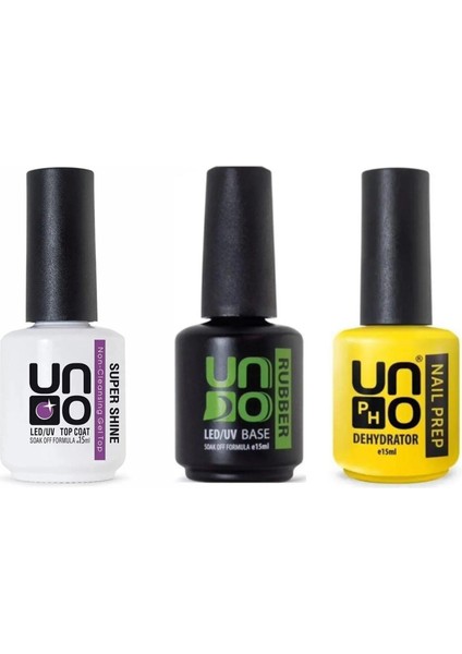Fontenay Kalıcı Oje Seti Uno Nailprep Dehydrator 15 ml+Rubber Base Gel 15ml+Supershine Top Coat 15ml