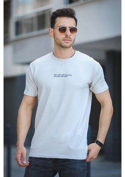 Ft Dont Limit Baskılı Waffle Bisiklet Yaka Likralı Slim Fit Erkek Tshirt