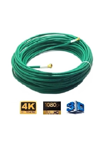 15 Metre 64 Tel Rg6/u4 Gold Uçlu Anten Kablosu 3D 4K Fullhd 1080 Tak Kullan - Yeşil