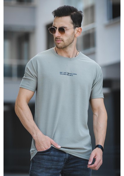 Ft Dont Limit Baskılı Waffle Bisiklet Yaka Likralı Slim Fit Erkek Tshirt