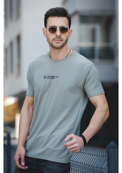 Ft Dont Limit Baskılı Waffle Bisiklet Yaka Likralı Slim Fit Erkek Tshirt modelleri