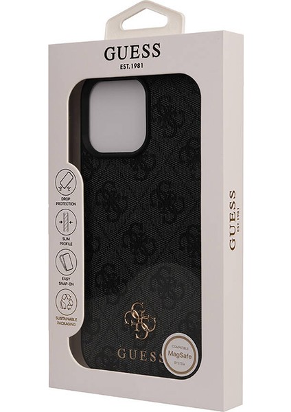 iPhone 16 Pro Max Uyumlu Kılıf Magsafe Şarj Özellikli Guess Orjinal Lisanslı Small 4g Classic Siyah