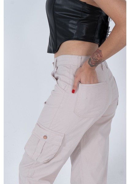 Jogger Rahat Kalıp Paça Lastikli Kargo Cepli Gabardin Kadın Pantolon indirimleri