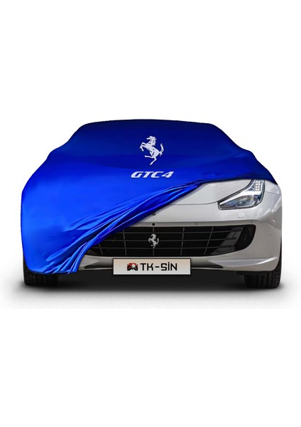 Ultra Shop Ferrari Gtc4 Uyumlu Araba Brandası Mavi Kumaş Penye Toz Geçirmez Garaj Brandası Oto Branda