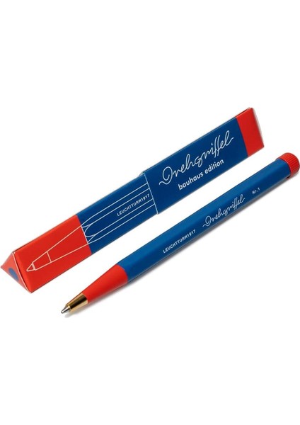 x Bauhaus Edition Drehgriffel Blue / Red Ballpoint Pen Tükenmez Kalem 366203