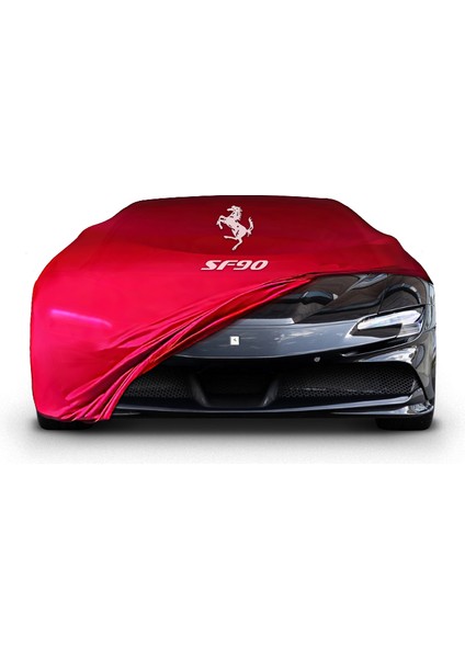 Ultra Shop Ferrari Sf90 Uyumlu Araba Brandası Kırmızı Kumaş Penye Toz Geçirmez Garaj Brandası Oto Branda