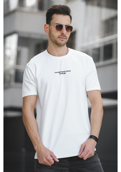 Ft New Club Baskılı Otoban Bisiklet Yaka Likralı Slim Fit Erkek Tshirt