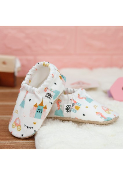Desenli Bebek Patiği, Kaydırmaz Taban, Ev Kreş Ayakkabısı Panduf, Prenses