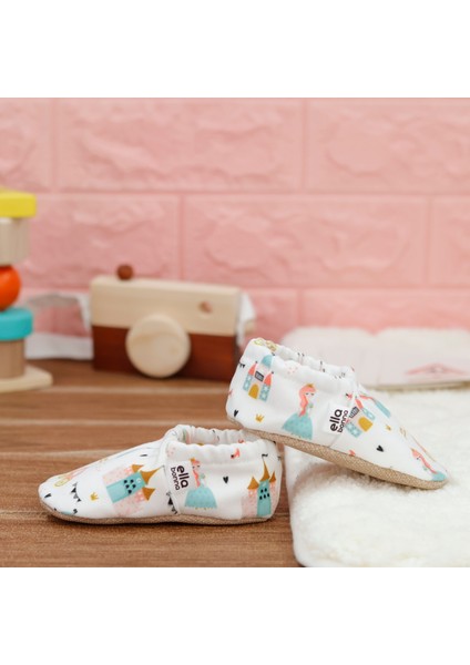 Desenli Bebek Patiği, Kaydırmaz Taban, Ev Kreş Ayakkabısı Panduf, Prenses