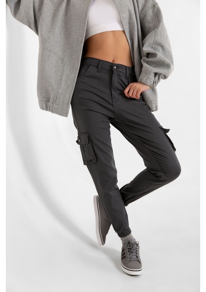 Jogger Rahat Kalıp Paça Lastikli Kargo Cepli Gabardin Kadın Pantolon fiyatları