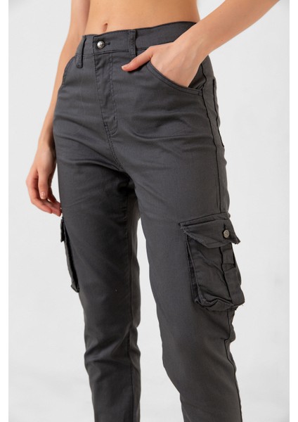 Jogger Rahat Kalıp Paça Lastikli Kargo Cepli Gabardin Kadın Pantolon fırsatları
