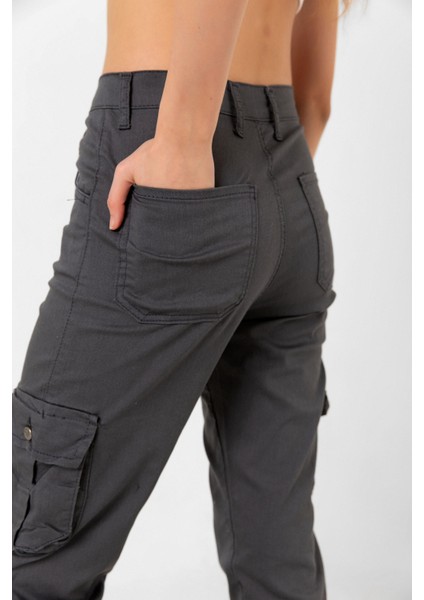 Jogger Rahat Kalıp Paça Lastikli Kargo Cepli Gabardin Kadın Pantolon indirimleri