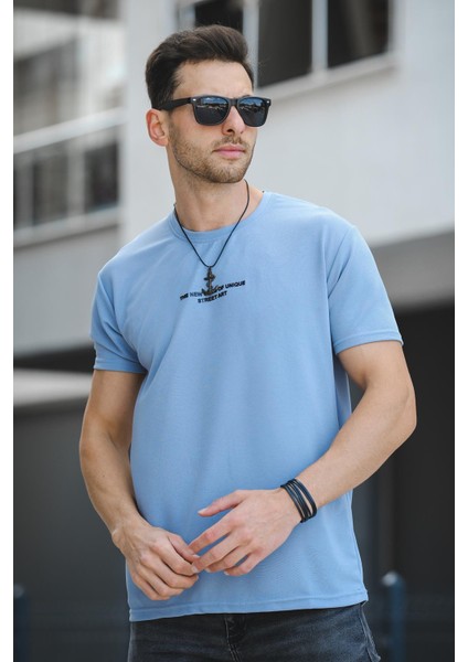 Ft New Club Baskılı Otoban Bisiklet Yaka Likralı Slim Fit Erkek Tshirt