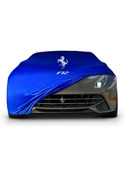 Ultra Shop Ferrari F12 Uyumlu Araba Brandası Mavi Kumaş Penye Toz Geçirmez Garaj Brandası Oto Branda