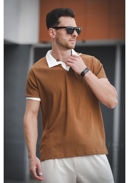 Ht 945061 Slim Fit Likralı Kısa Patlı Apaç Yaka Erkek Tshirt modelleri