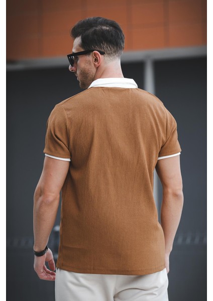 Ht 945061 Slim Fit Likralı Kısa Patlı Apaç Yaka Erkek Tshirt fırsatları