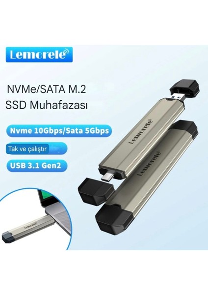 Ssd Kutusu CE/FC/ROHS Lisanslı 2280/2260/2242/2230 M.2 Nvme/SATA Type-c Ve Usb Çift Girişli 10Gpbs Usb 3.1 Son Nesil Teknoloji Muhafaza Kutusu M ve B & M