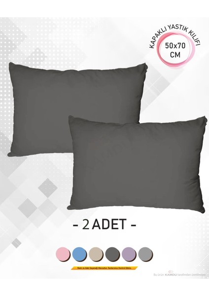 2 Adet Renkli, 50 x 70 Kapaklı Ranforce Premium Yastık Kılıfı
