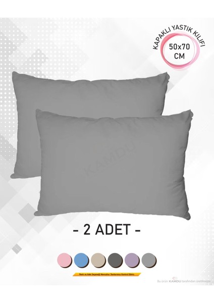 2 Adet Renkli, 50X70 Kapaklı Ranforce Premium Yastık Kılıfı