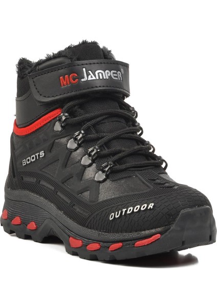 1831-P Siyah-Kırmızı Içi Kürklü Çocuk Bot