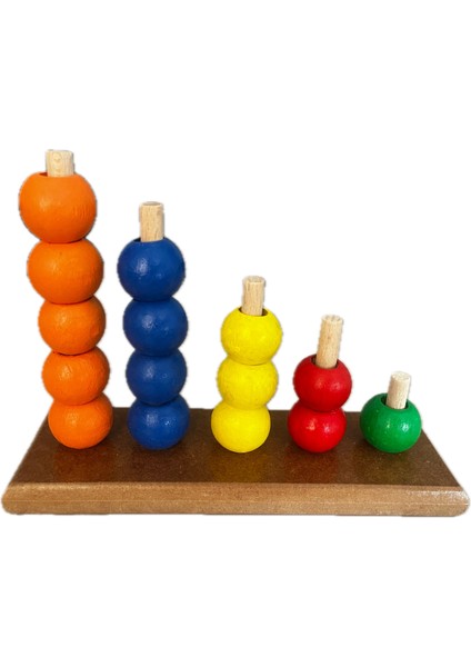 Ahşap Montessori Kavram Oyuncakları Seti 4'lü Kademeli Boncuk Halka Sıralama indirimleri