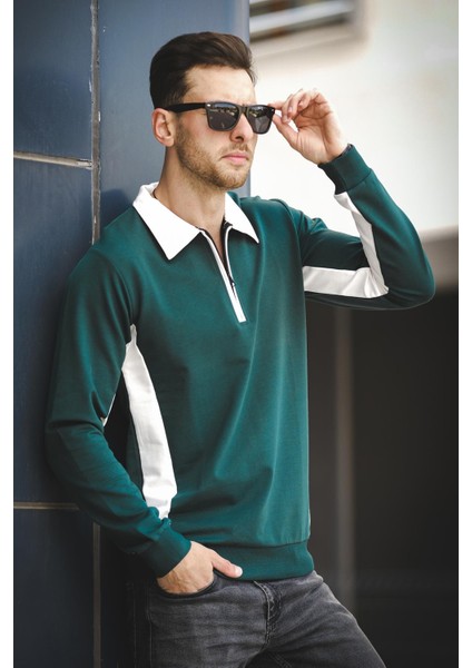 Shibu Parçalı Yarım Fermuarlı Yakalı Erkek Sweatshirt fiyatları