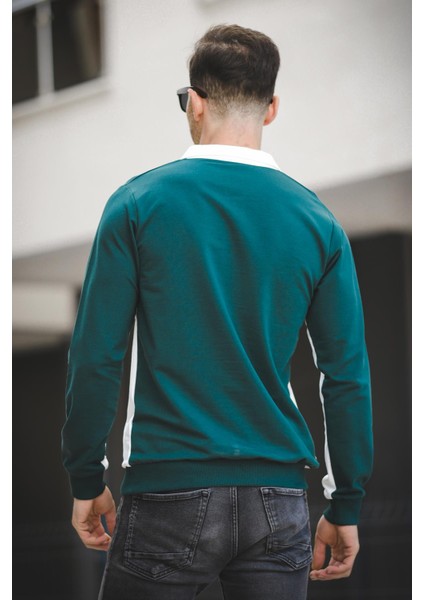 Shibu Parçalı Yarım Fermuarlı Yakalı Erkek Sweatshirt fırsatları