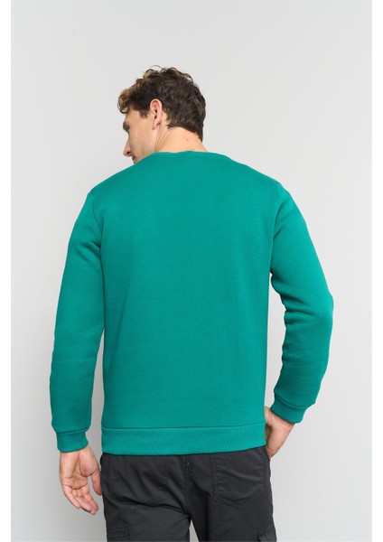 Çetinkaya Mentality 3476 Bisiklet Yaka 3 Iplik Şardonlu Zümrüt Sweatshirt