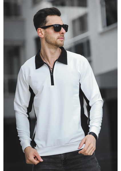 Shibu Parçalı Yarım Fermuarlı Yakalı Erkek Sweatshirt modelleri