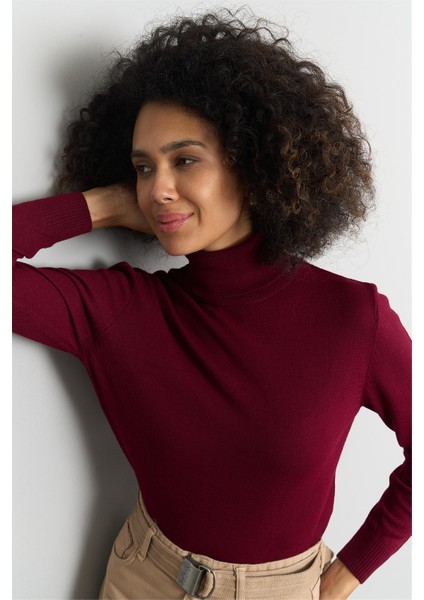Çetinkaya Miyamira 2276 Bayan Balıkçı Yaka Bordo Triko modelleri